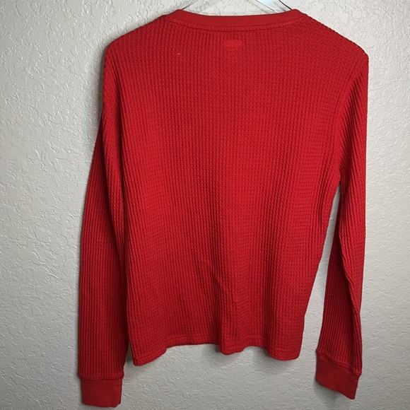 Old Navy Red Long Sleeve Waffle Knit Soft Washed Top - Picture 5 of 5